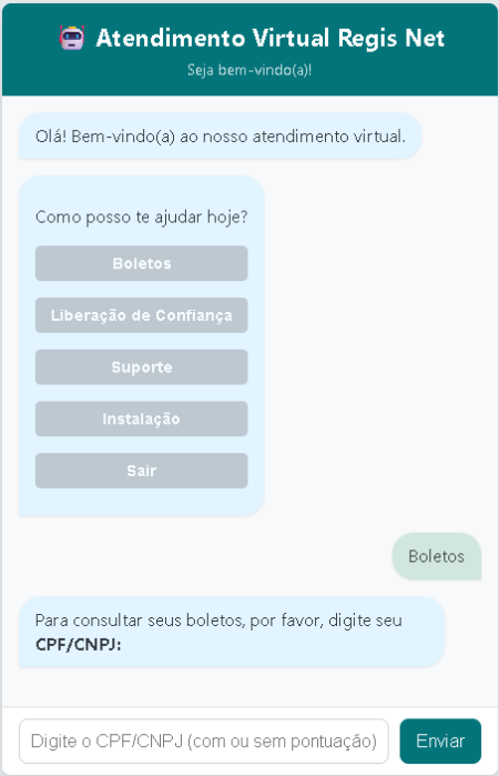 Exemplo de atendimento pelo ChatBot Exemplo de atendimento pelo ChatBot